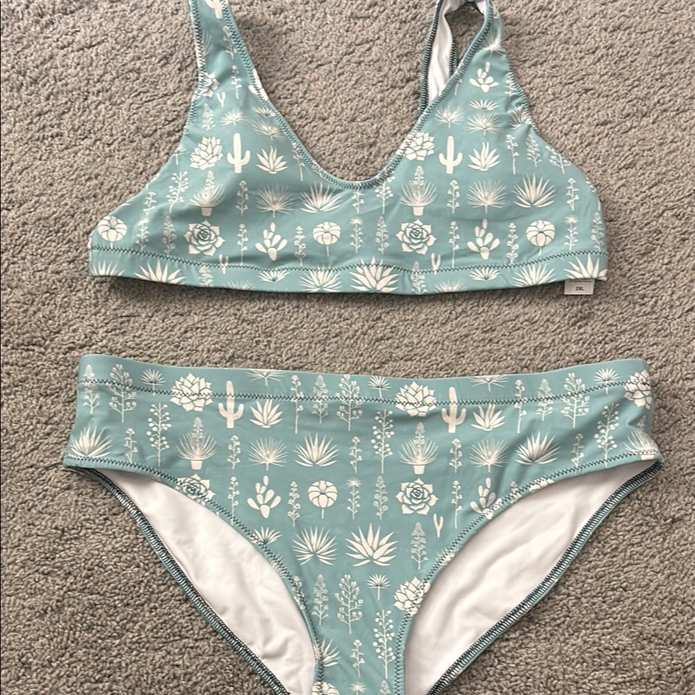 Blue and White Western Bikini Set